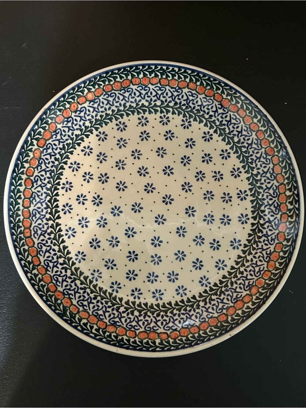 Handmade Polish Pottery Floral Plate